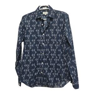 Hartford shirt mens size small blue slim fit geometric long sleeve button up